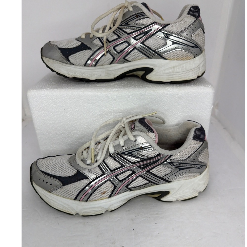 ASICS Gel-Strike Running Shoes Silver Pink White Y2K Athletic Sneakers Womens